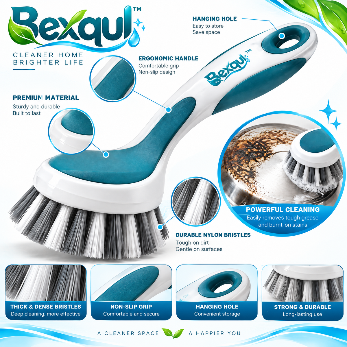 BEXQUL Long Handle Dish Scrub Brush