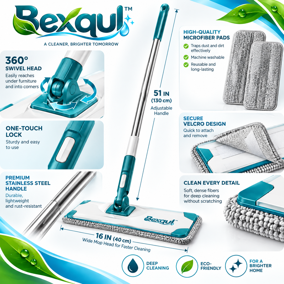 BEXQUL Flat Mop Cleaning System