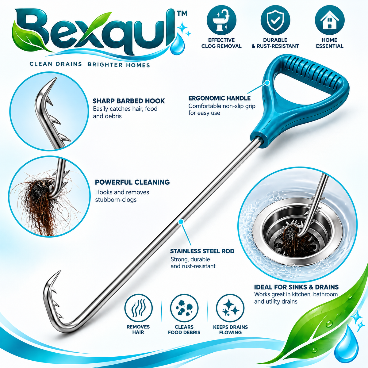 BEXQUL Flexible Drain Cleaning Tool