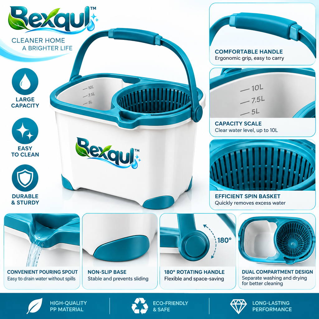 BEXQUL Spin Mop Bucket Set