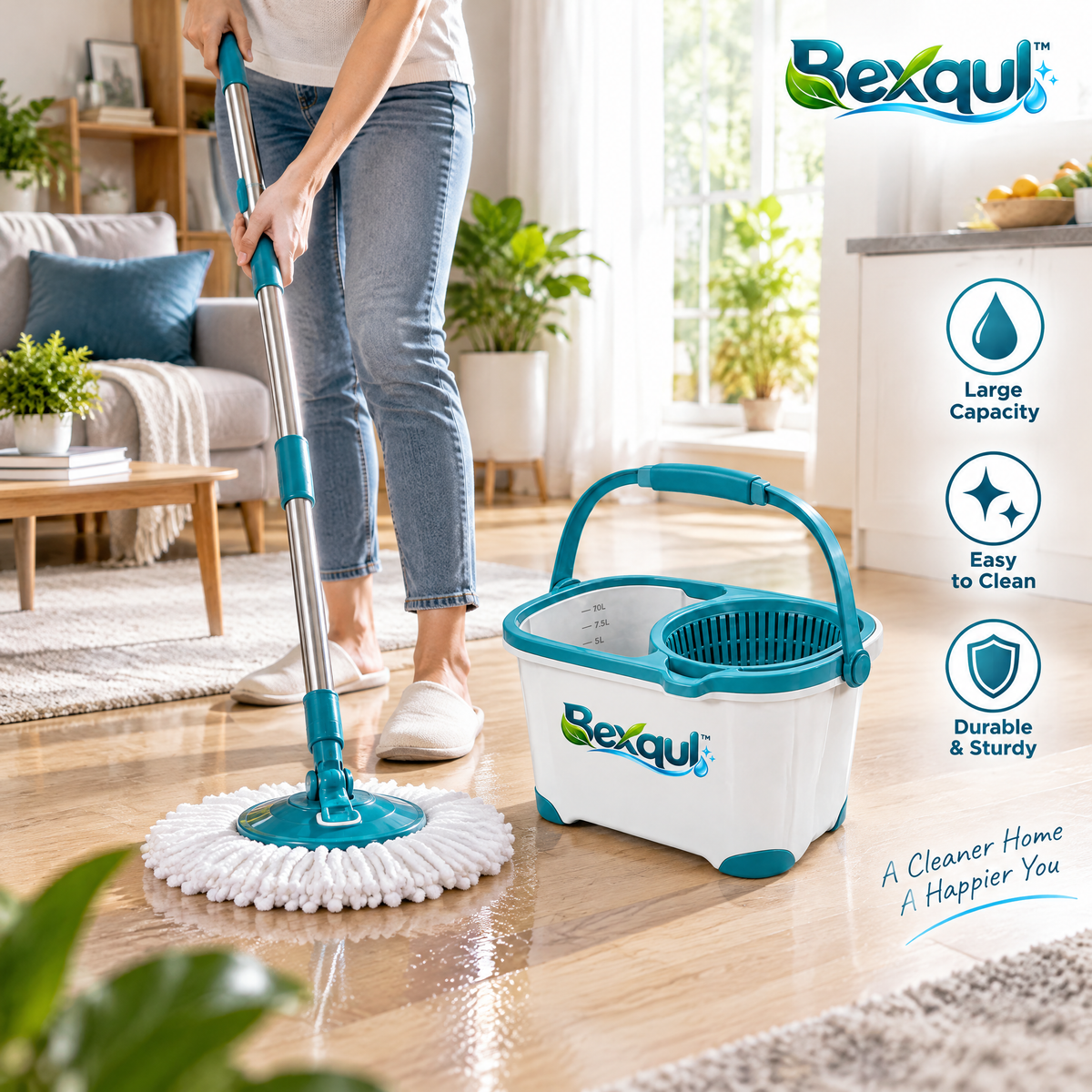 BEXQUL Spin Mop Bucket Set