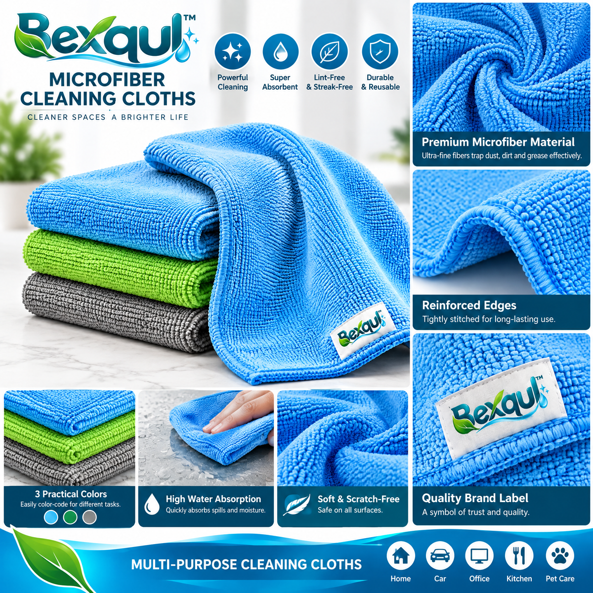 BEXQUL Microfiber Cleaning Cloth Set
