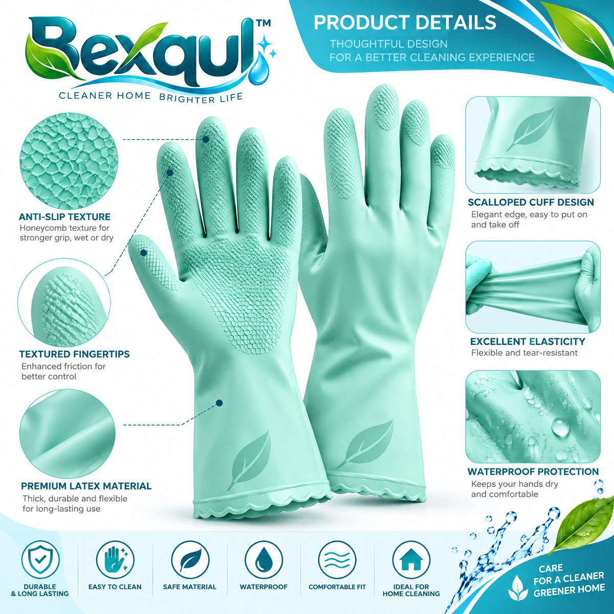 BEXQUL Reusable Cleaning Gloves